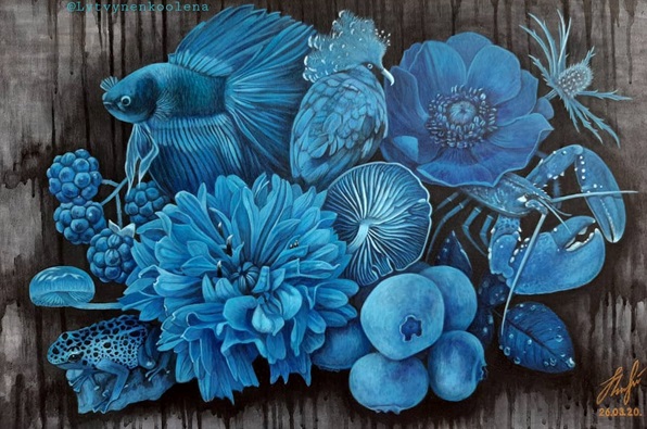 [작품설명]Olena Lytvynenko["The Nature in Blue", 40x60 cm, acrylic on canvas, 2020.]